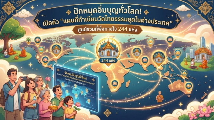 ปักหมุดอิ่มบุญทั่วโลก! เปิดตัว "แผนที่ทำเนียบวัดไทยธรรมยุตในต่างประเทศ" ศูนย์รวมที่พึ่งทางใจ 244 แห่ง