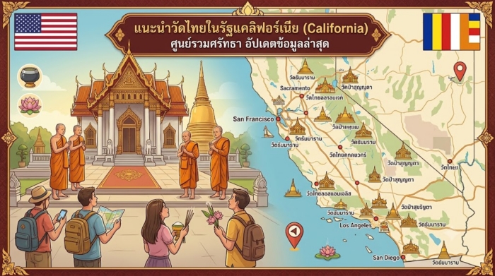 แนะนำวัดไทยในรัฐแคลิฟอร์เนีย (California) ศูนย์รวมศรัทธา อัปเดตข้อมูลล่าสุด