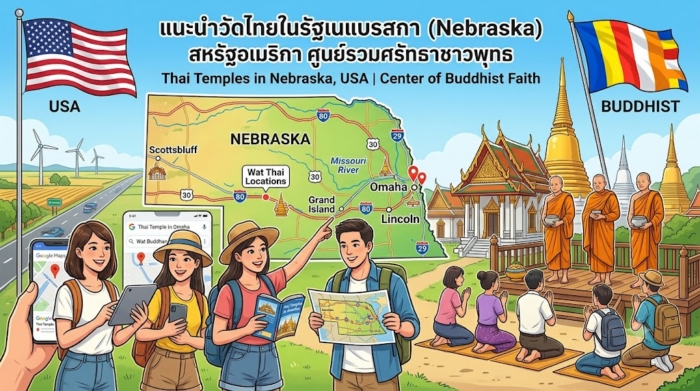 แนะนำวัดไทยในรัฐเนแบรสกา (Nebraska) สหรัฐอเมริกา ศูนย์รวมศรัทธาชาวพุทธ