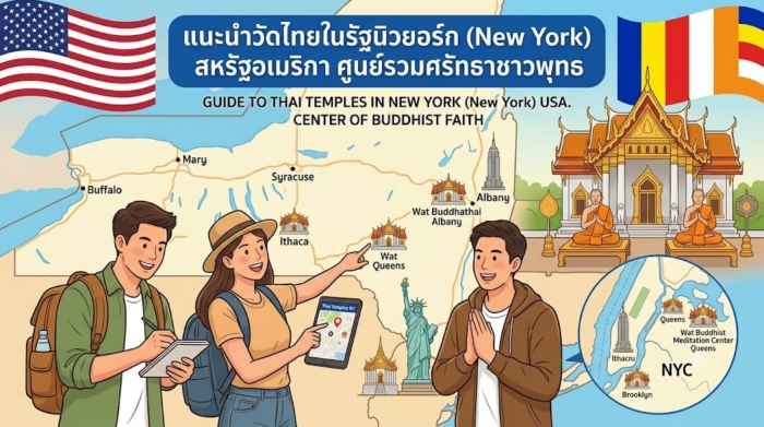แนะนำวัดไทยในรัฐนิวยอร์ก (New York) สหรัฐอเมริกา ศูนย์รวมศรัทธาชาวพุทธ