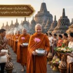 พุทธศาสนิกชนชาวอินโดนีเซีย ร่วมกันทำบุญตักบาตรในวันวิสาขบูชา